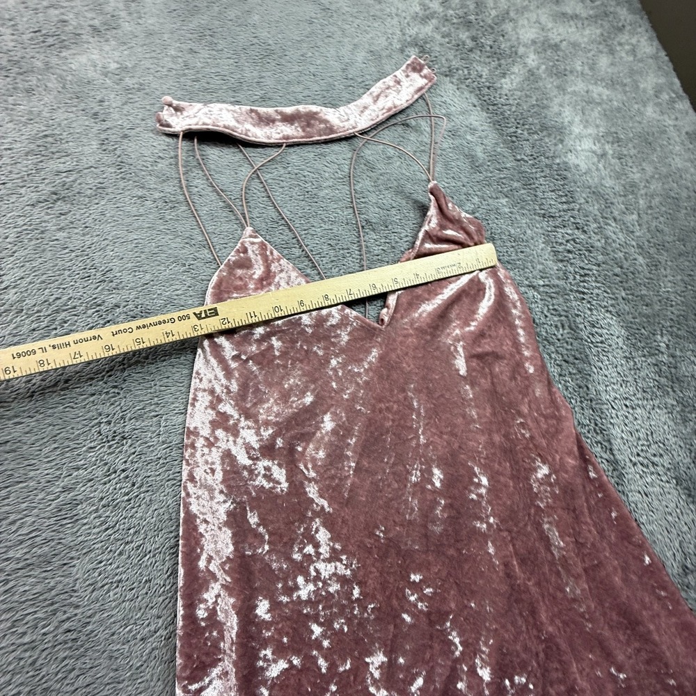 TOBI S Crushed Velvet Slip Dress Blush Pink Choker Neck Strappy Back NWT - Picture 7 of 8